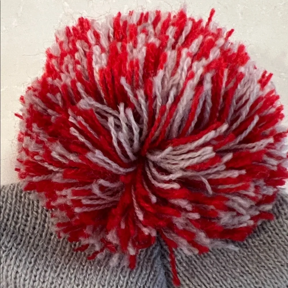 Phillies Kids Pom-Pom Beanie - Red and Gray